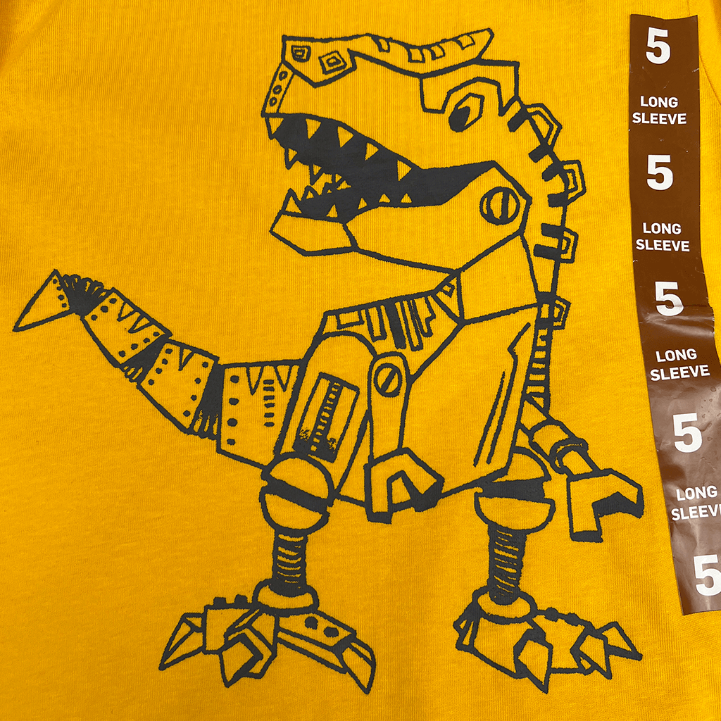 Tilt Yellow Dinosaur Bots Top Design Detail