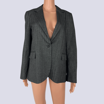 Front view of the Tokito twill weave black jacket
