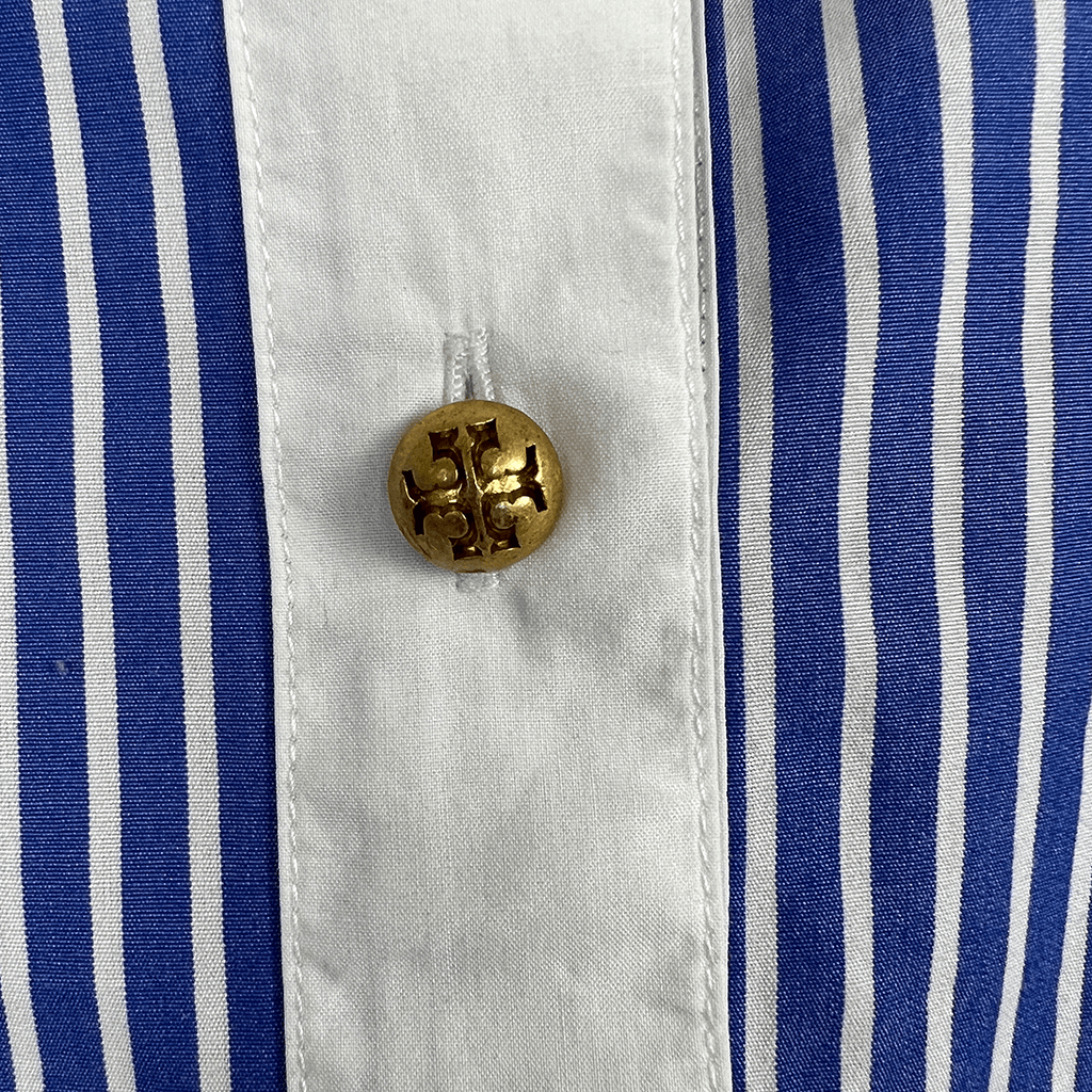 Close up button detail of the Tory Burch Women's Striped Shirt