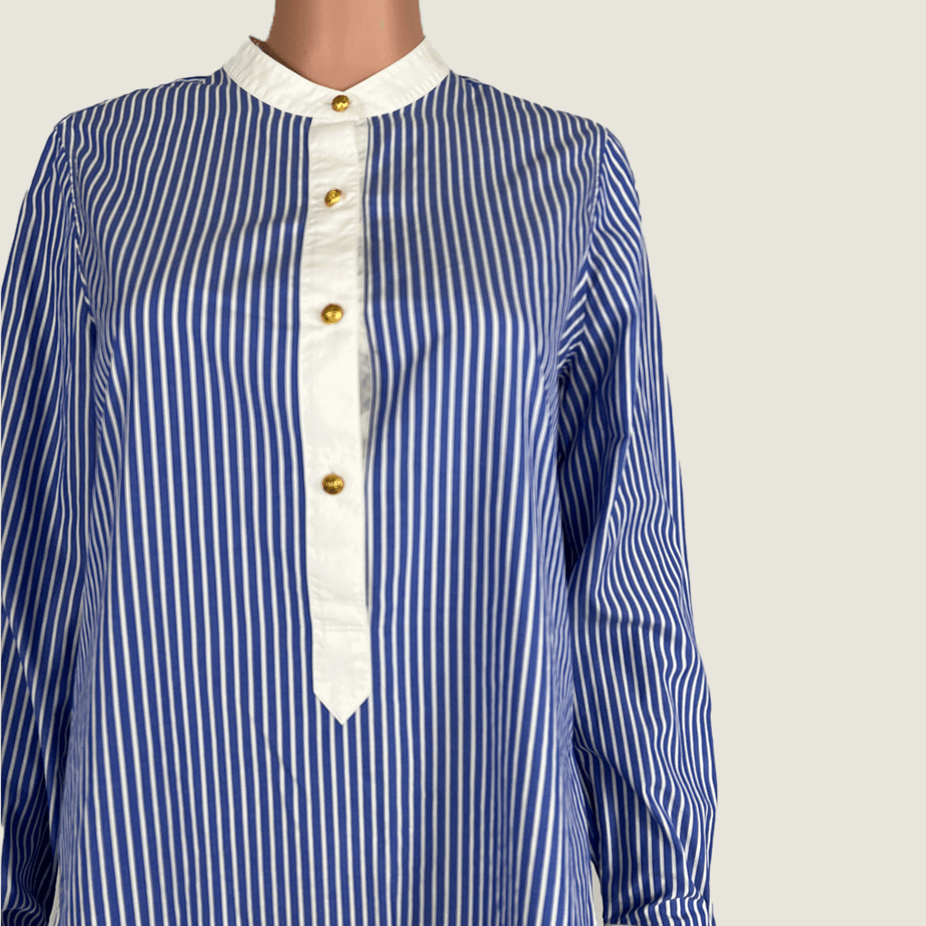 Front close up view of the Tory Burch Women's Striped Shirt