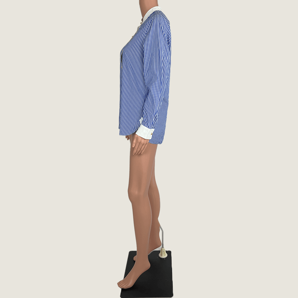 Side view of the Tory Burch Women's Striped Shirt