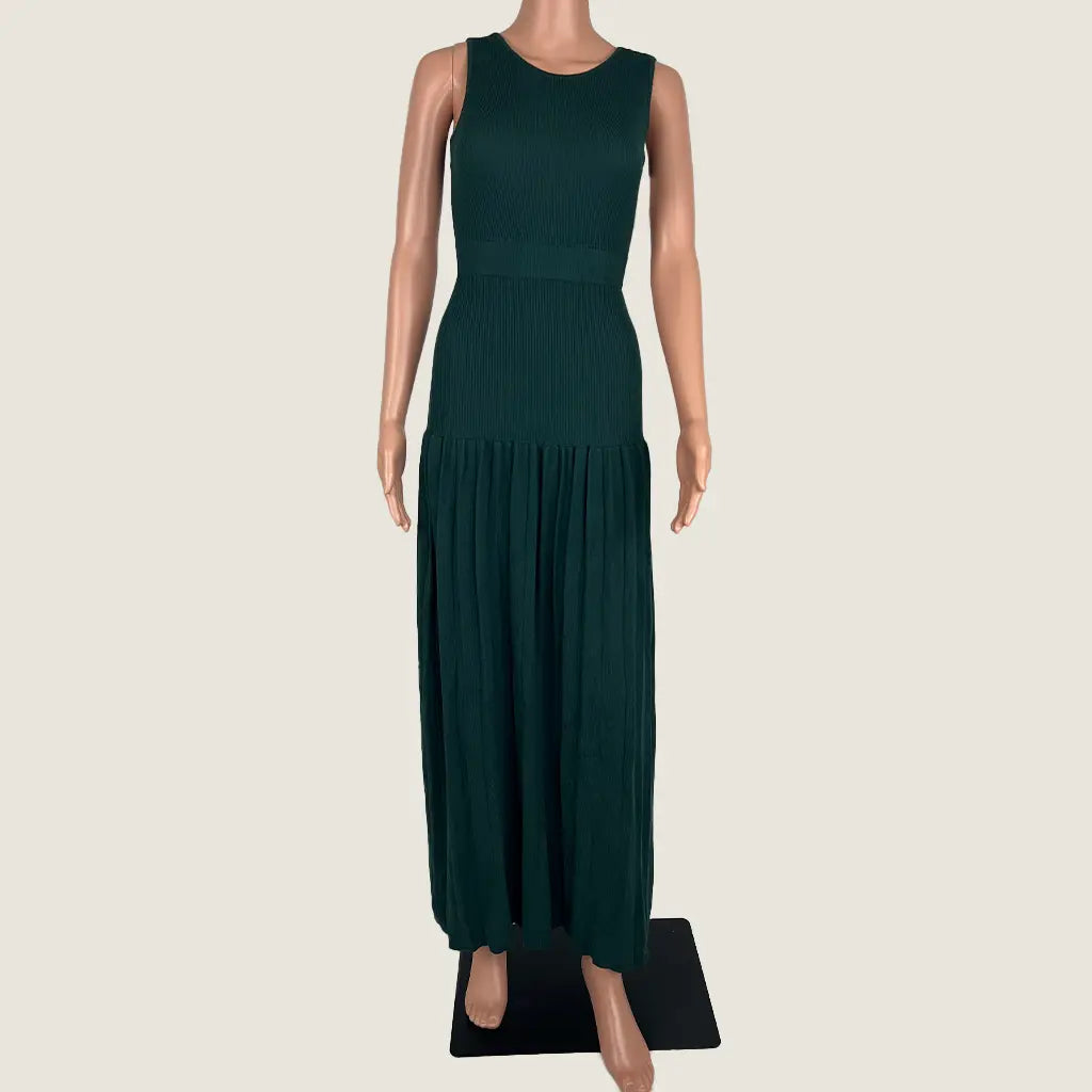 Front View of the Tussah Avalina Maxi Knit Dress Emerald