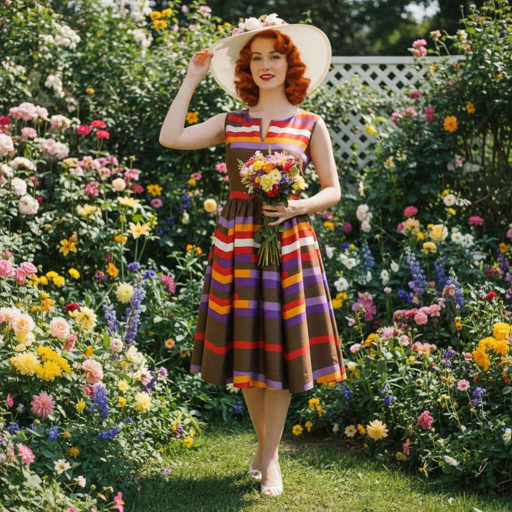 Kate Spade Retro Striped Fit and Flare Dress 8