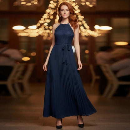 Bariano Blue Sleeveless Pleated Maxi Dress 14