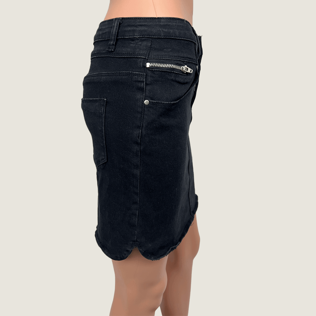 VG Black Denim Mini Skirt Side