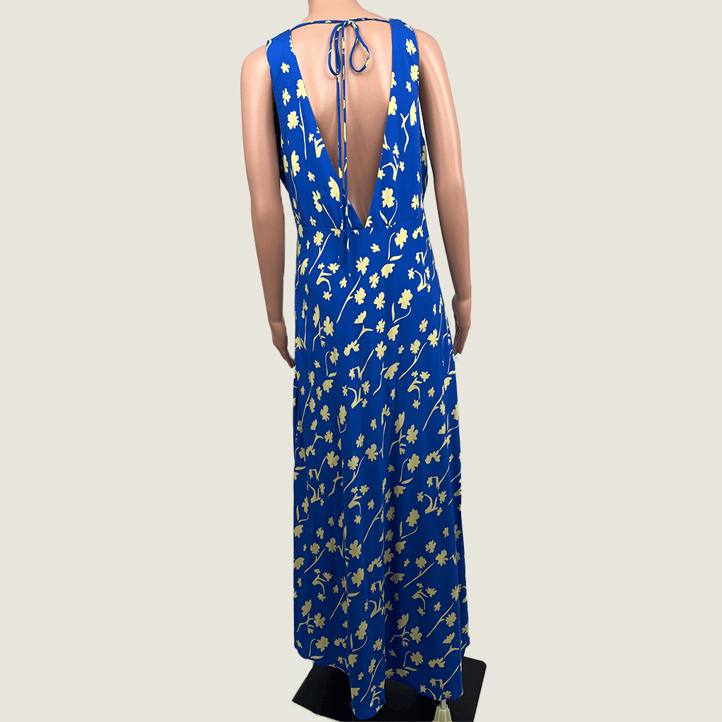 VRG GRL Bias Cut Maxi Dress Blue Back