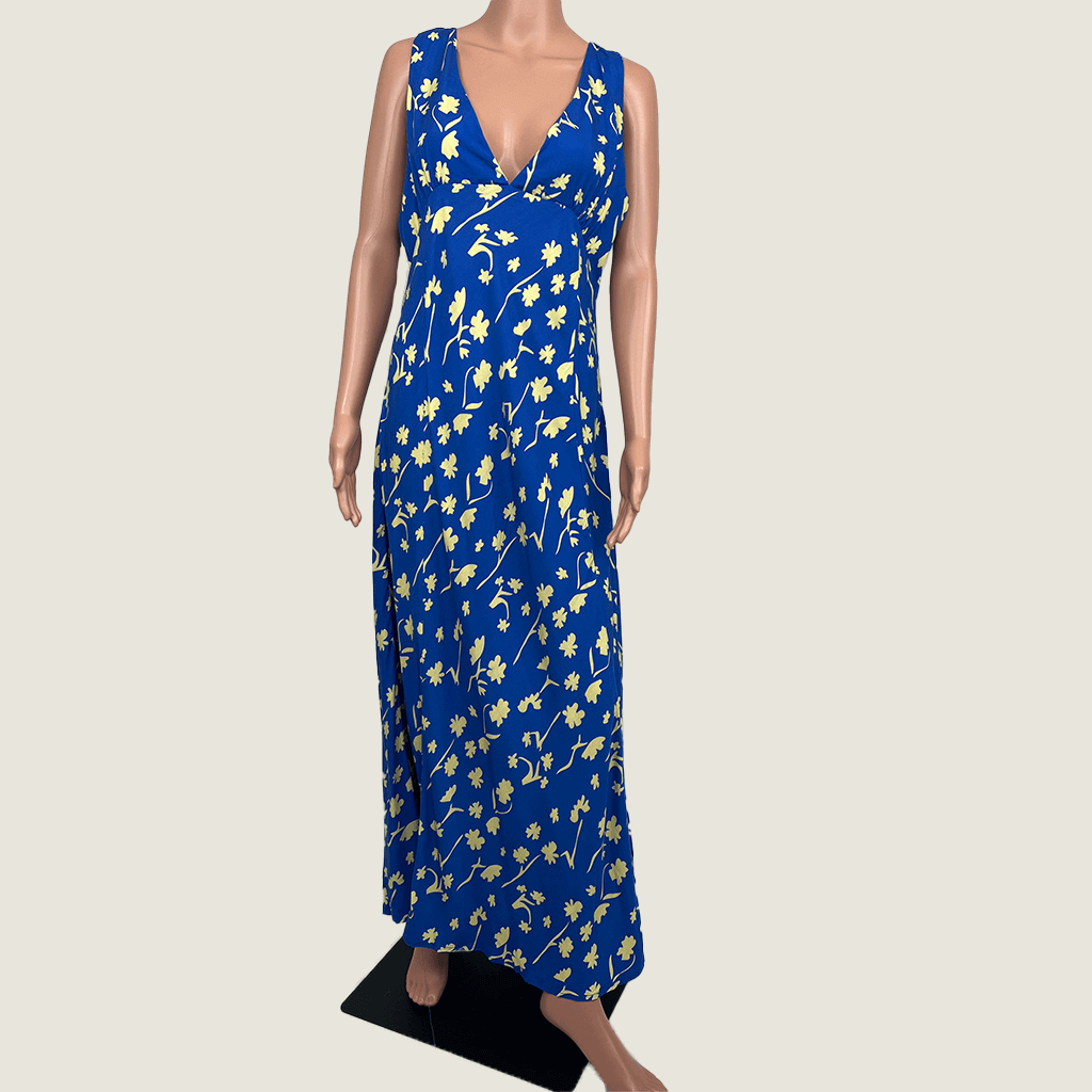 VRG GRL Bias Cut Maxi Dress Blue Front