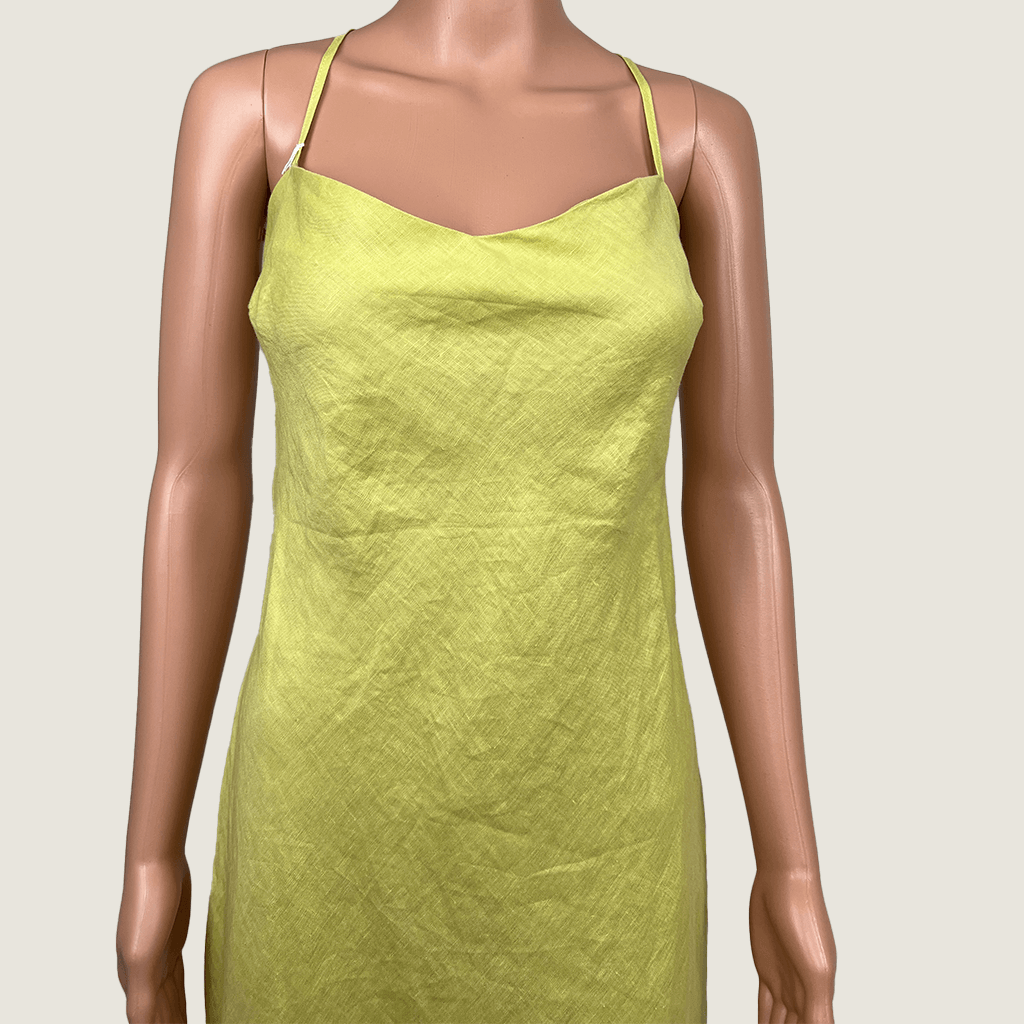 VRG GRL Linen Backless Maxi Dress Front Detail