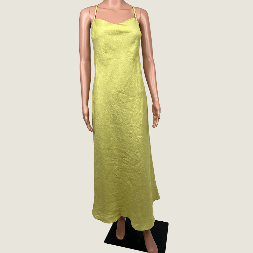 VRG GRL Linen Backless Maxi Dress Front