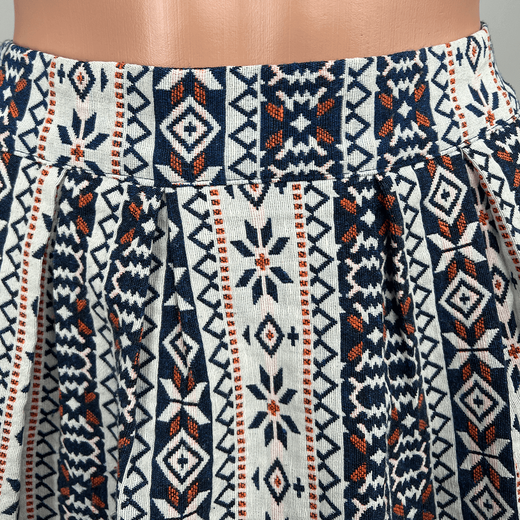 Valleygirl Aztec Print Mini Skirt Back Waist