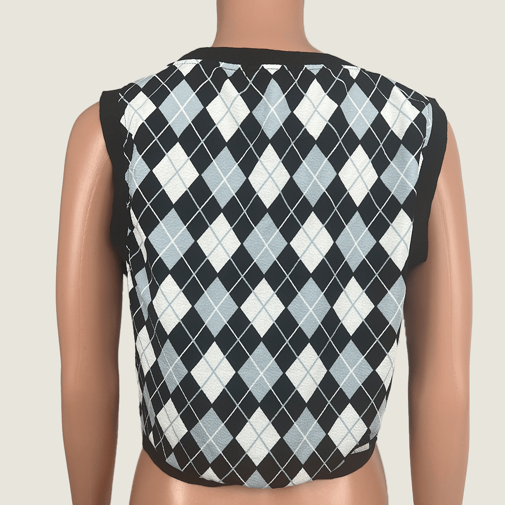 Valleygirl Sleeveless Checkered Vest Back