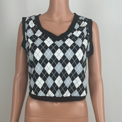 Valleygirl Sleeveless Checkered Vest Front