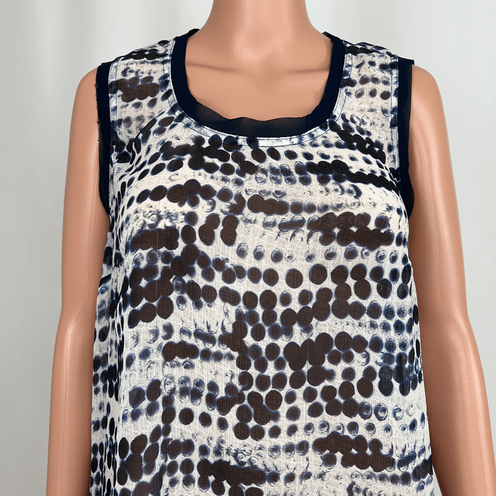 Vera Wang Sheer Sleeveless Top Neck Detail