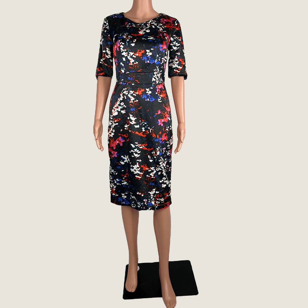 Front View of the Veronika Maine Floral Fitted Dress