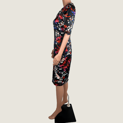 Side View of the Veronika Maine Floral Fitted Dress