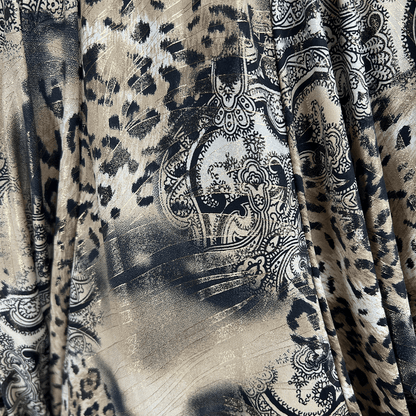 Close up view of leopard print fabric