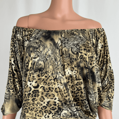 Close up view of collar of the leopard print mini dress by West One