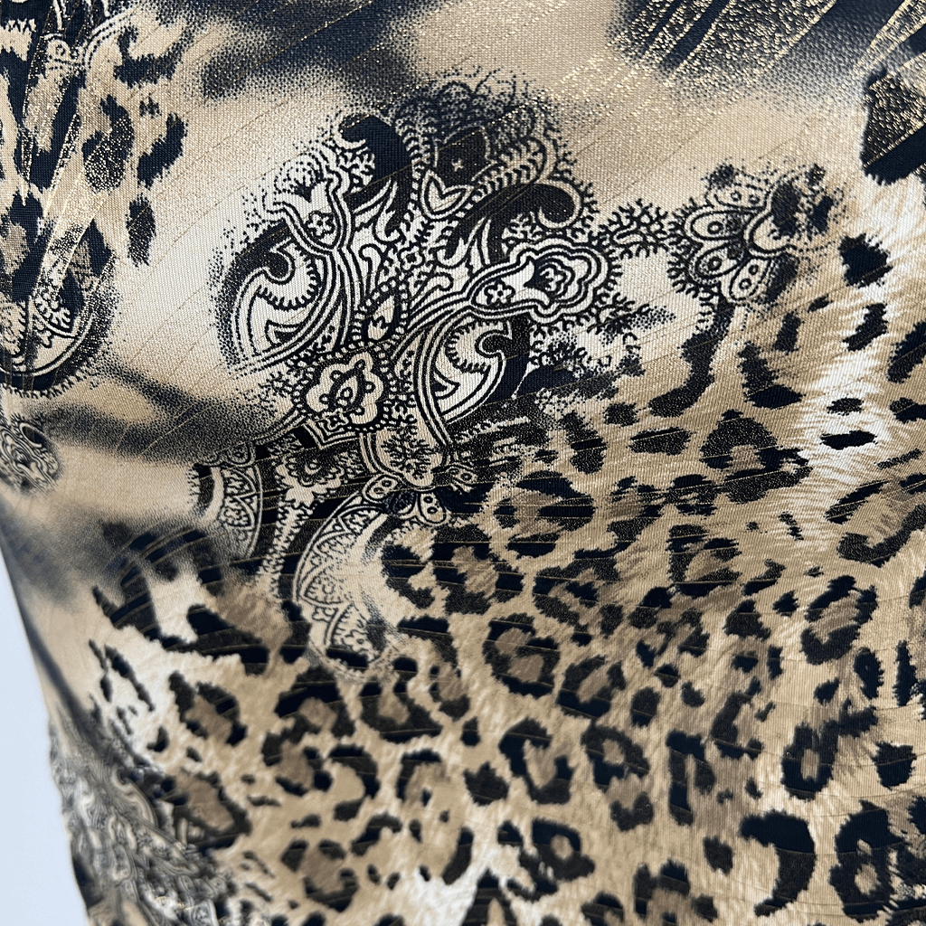 Close up view of leopard print fabric