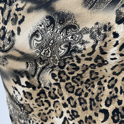 Close up view of leopard print fabric