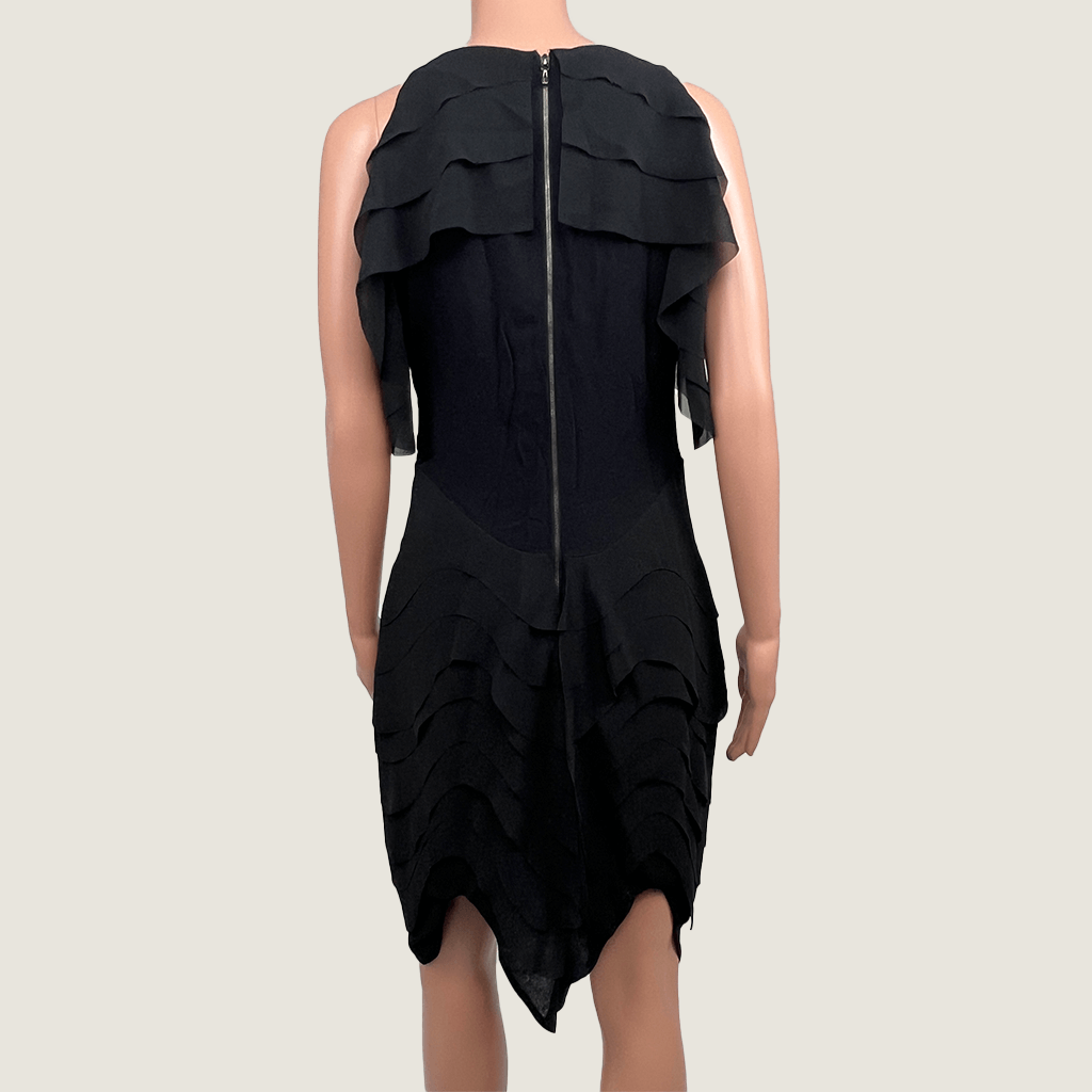  Willow Black Evening Ruffle Dress Back