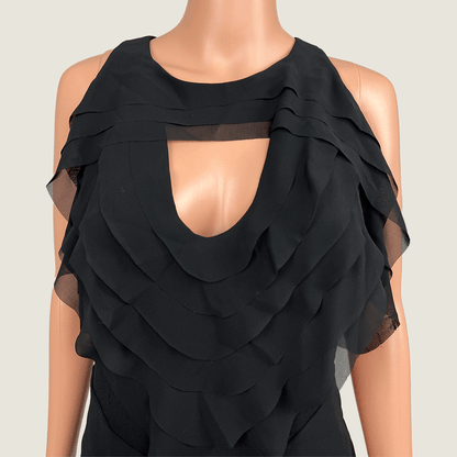  Willow Black Evening Ruffle Dress Front Detail