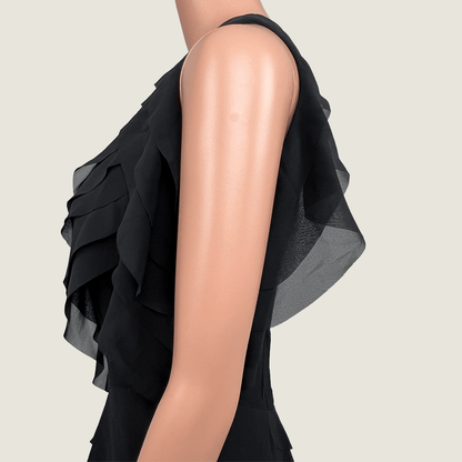  Willow Black Evening Ruffle Dress Side Detail