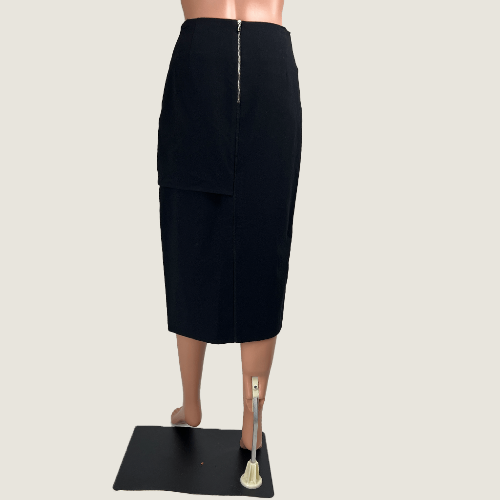 Back view of the Willow wool blend faux wrap skirt