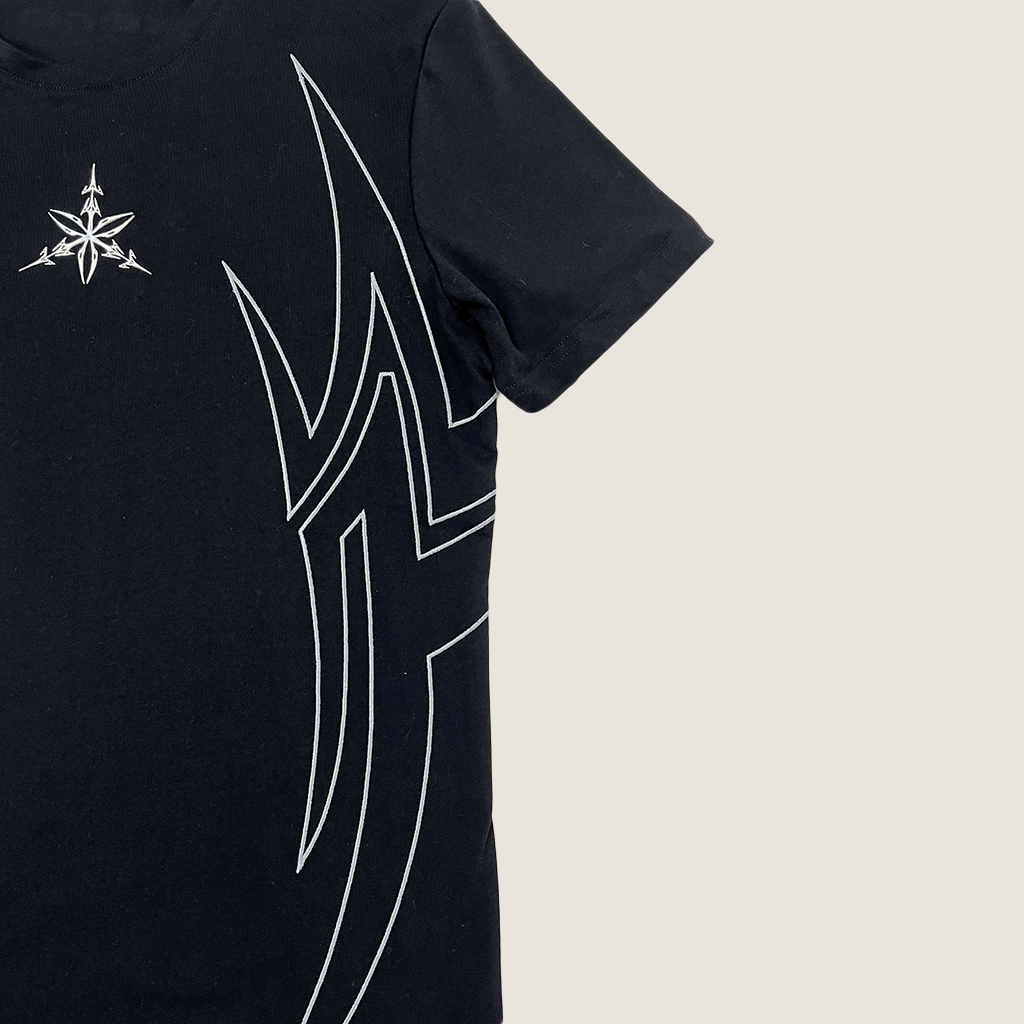 Mens Black Tee with Xera Logo Side Graphic Detail