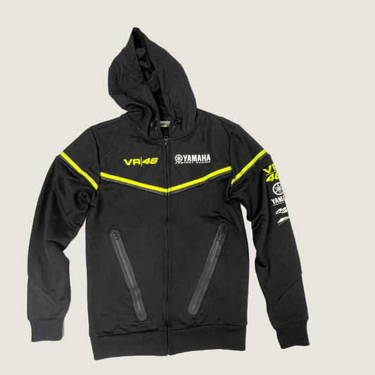 Yamaha VR46 Racing Black Line Zip Up Hoodie Jacket Front