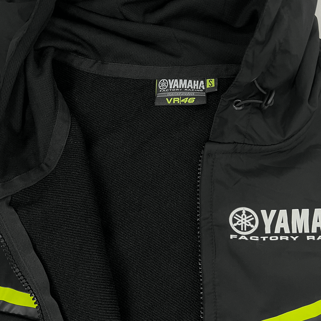 Yamaha VR46 Racing Black Line Zip Up Hoodie Jacket Open