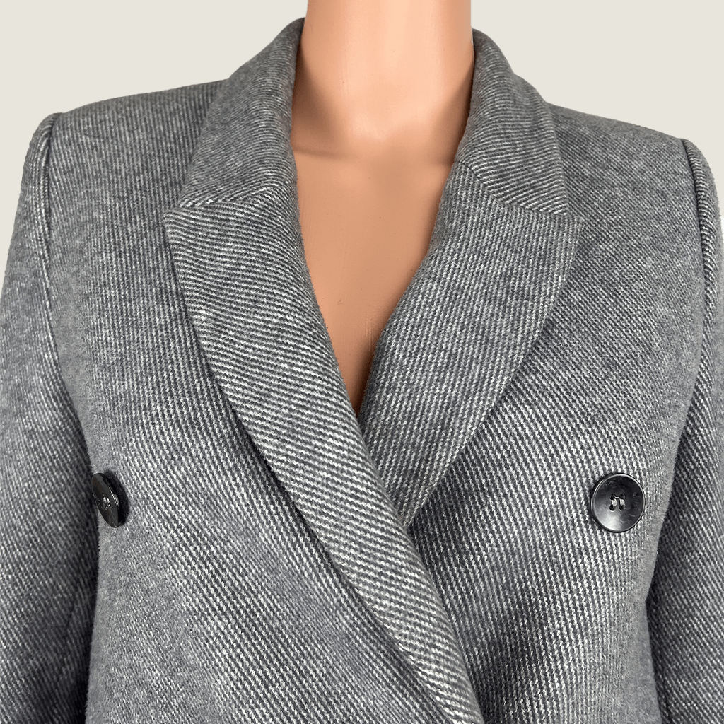 Front collar view of the Zara Women's Midi Coat