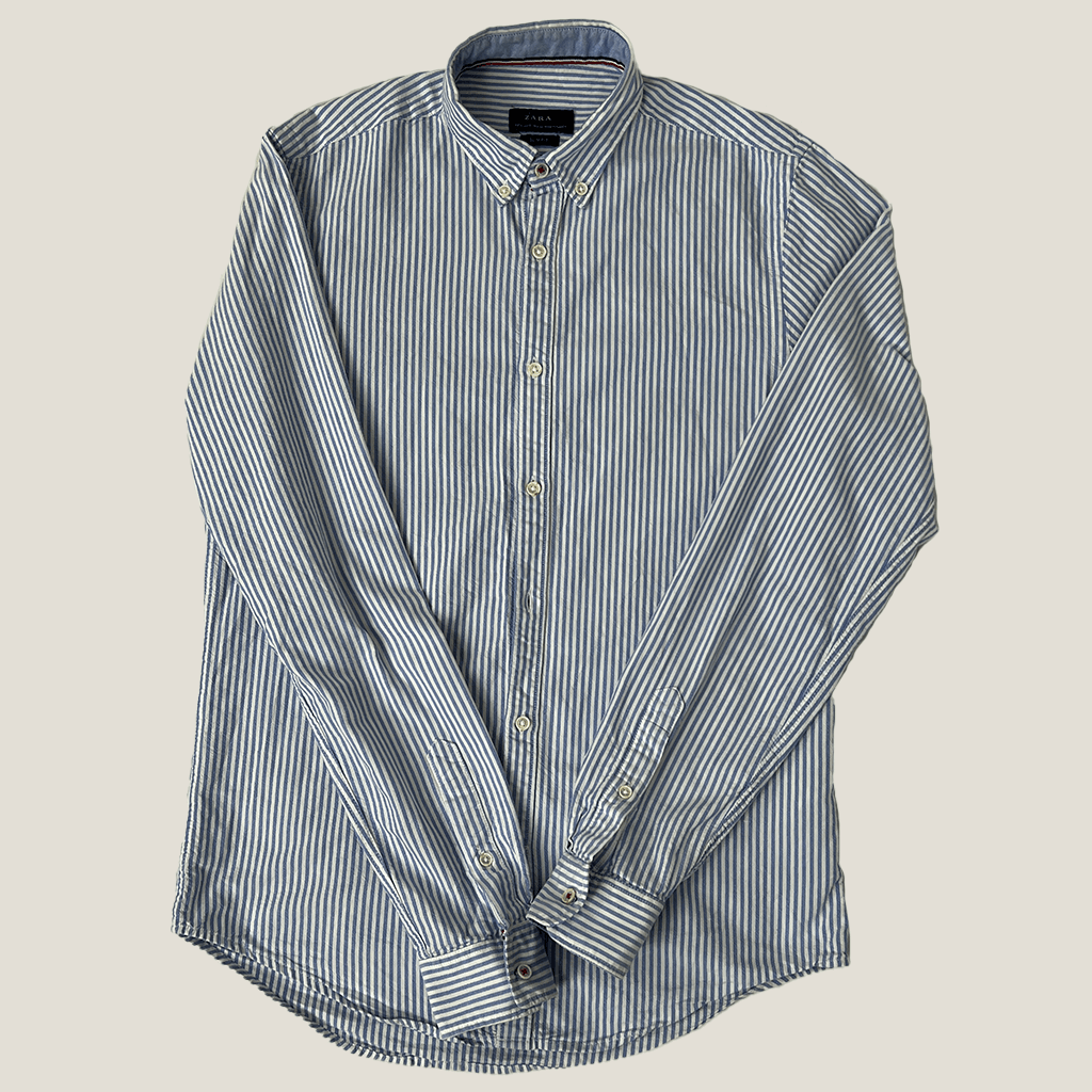 Zara Man Blue Stripped Shirt Front