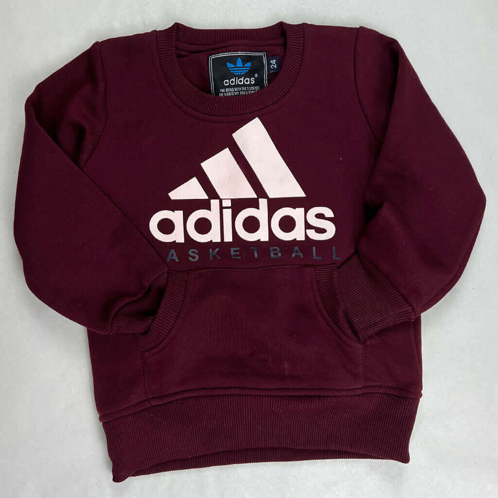 Adidas Kids Maroon Sweat with Kangaroo Pockets