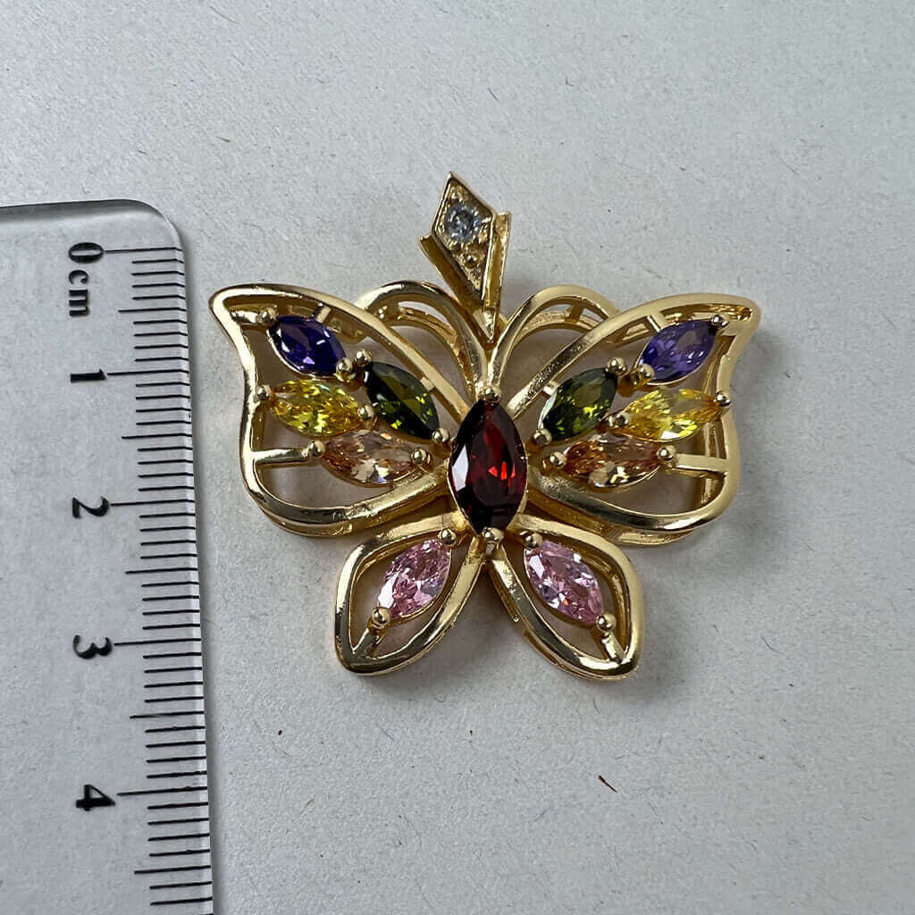 Women Gold Butterfly Pendant With Ruler