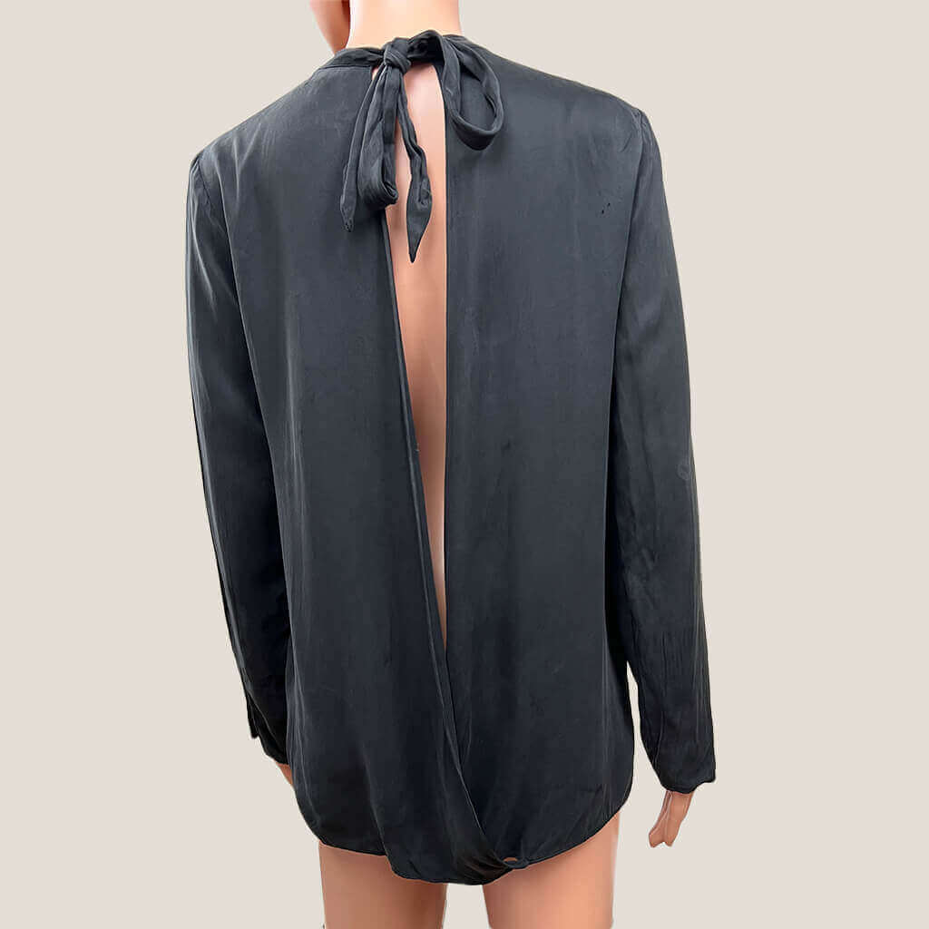 Bardot Black Long Sleeve Top Open Back Draping