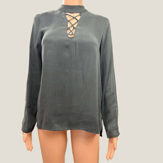 Bardot Black Long Sleeve Top Front 