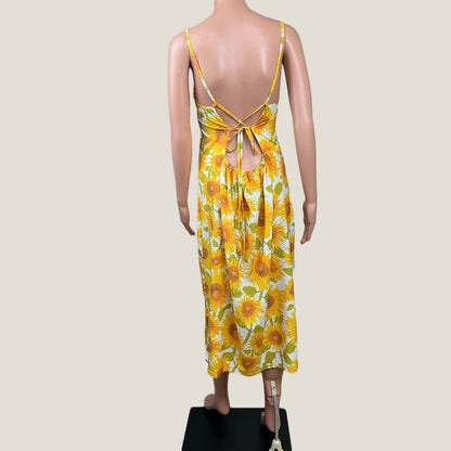 BlackMilk Sunflower Dress Open Back With Lace Up
