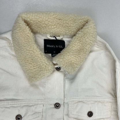 Brave Soul cream jacket front collar