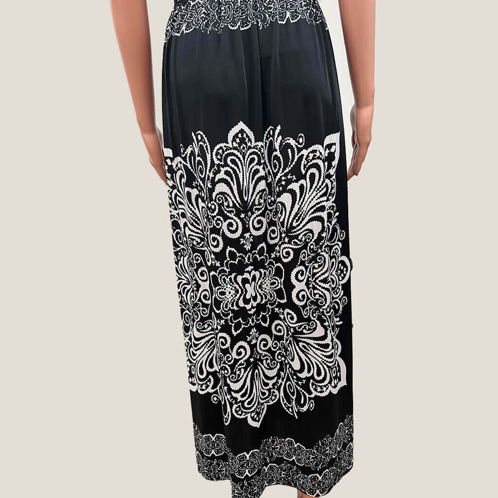 Caroline Morgan Black And White Maxi Dress Back Print Detail