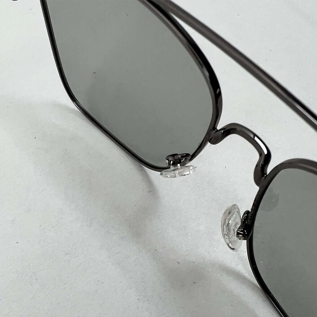 Sunglasses, Carter Smoke, Gunmetal Style Frame, Smoke Tint behind detail