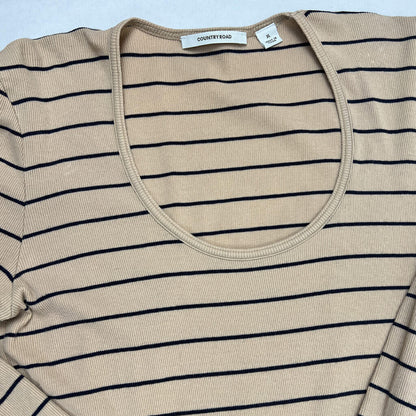 Collar Detail Country Road Long Sleeve Striped Top