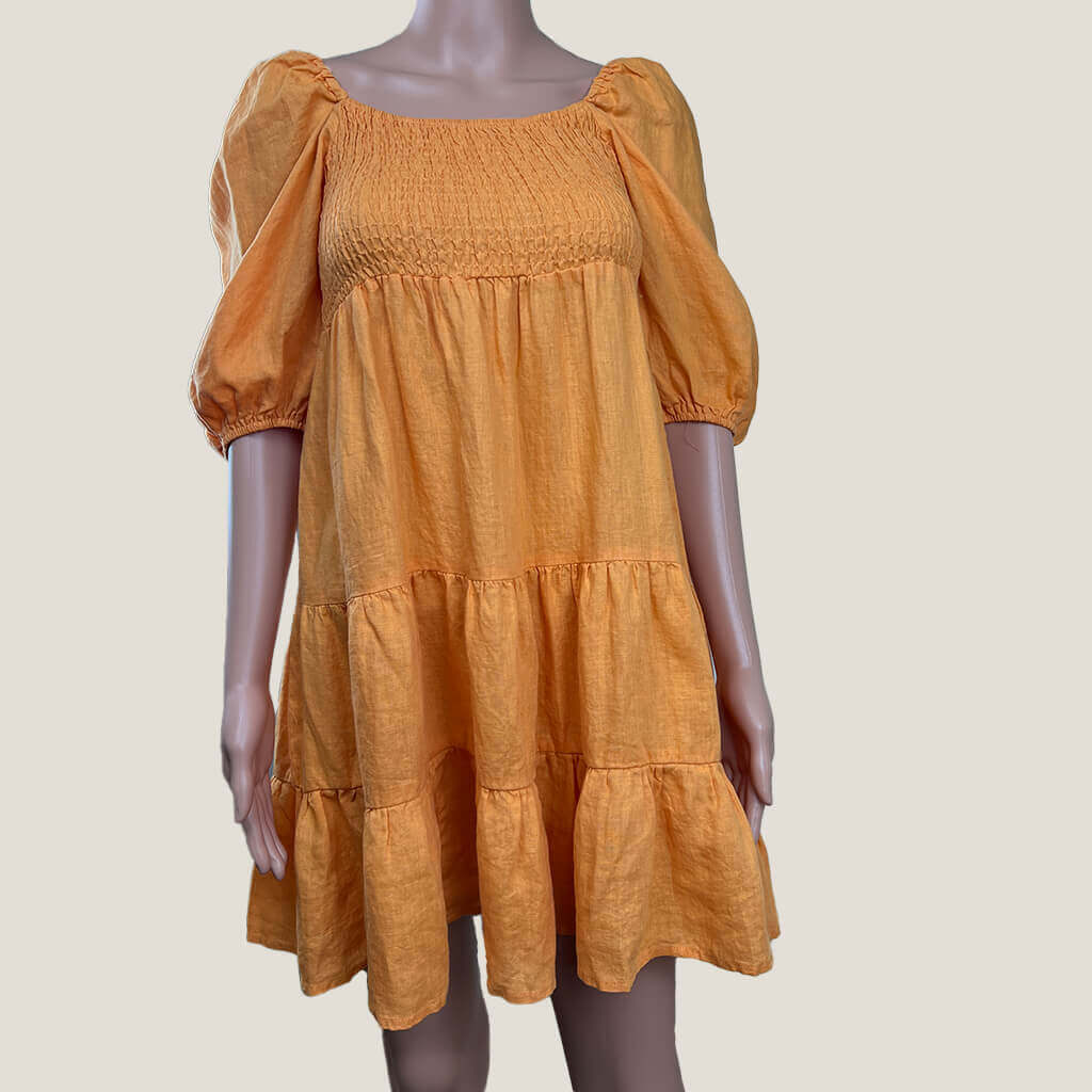 Dahlia And Sun Linen Summer Mini Dress Front