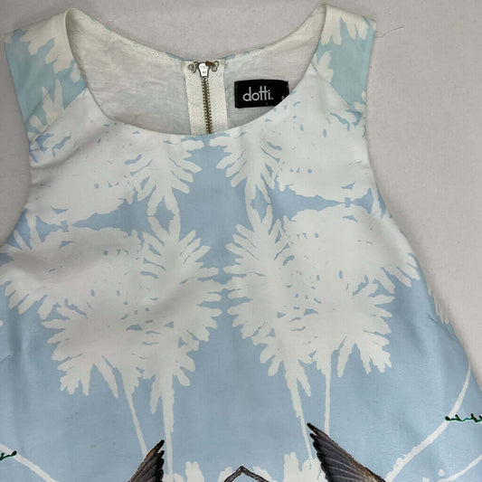 Dotti Bird Pattern Summer Dress Collar Detail