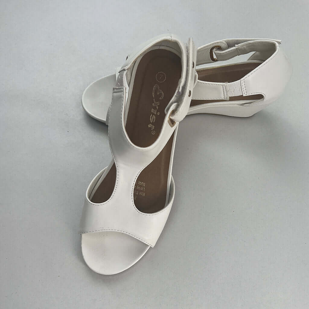 Exist White Wedge Heel Sandal Both