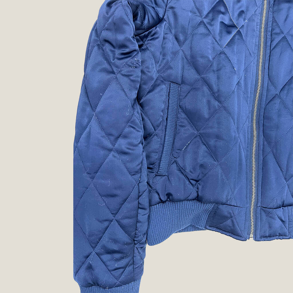 Factorie blue bomber jacket detail