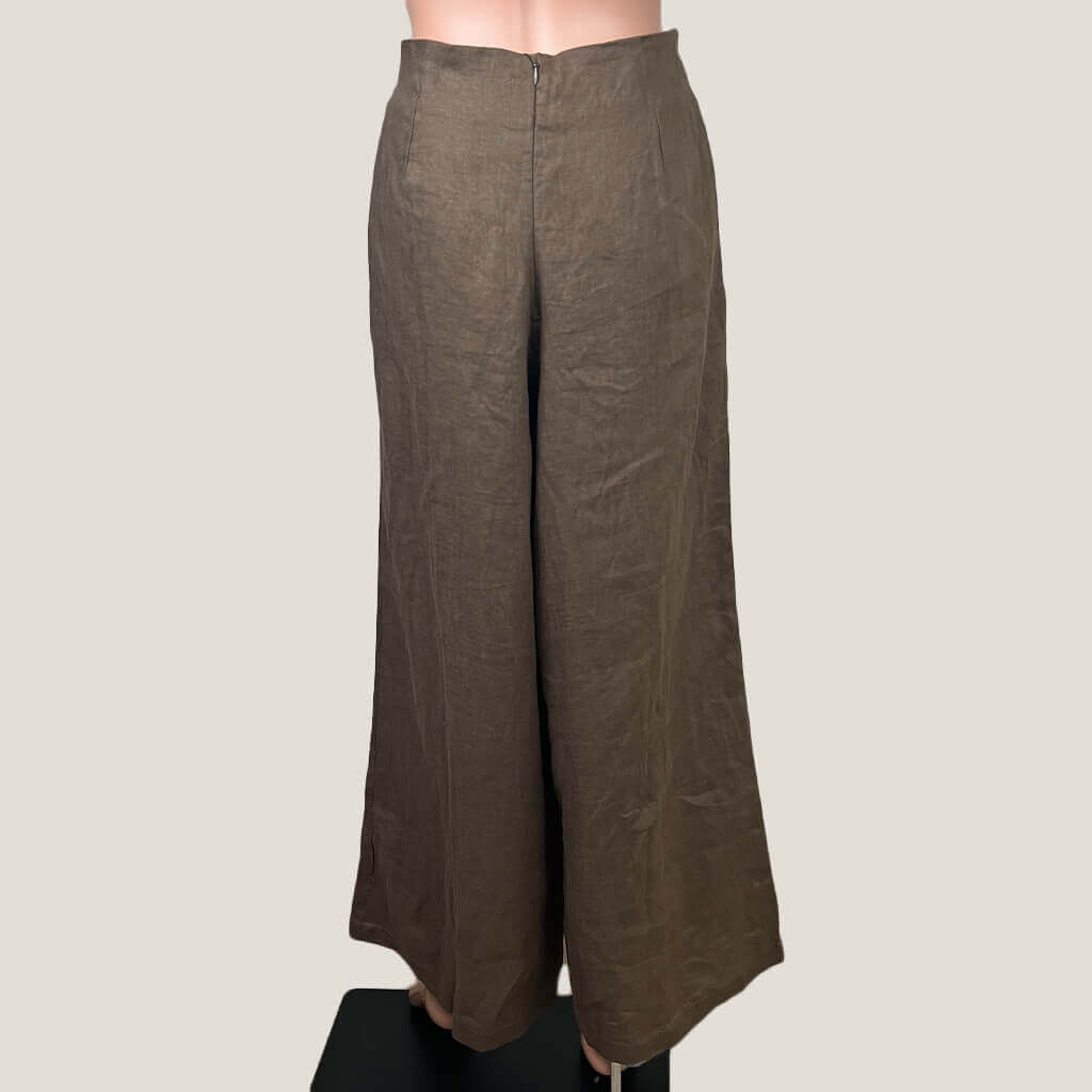 Faithful The Brand Linen Malta Brown Pant Back