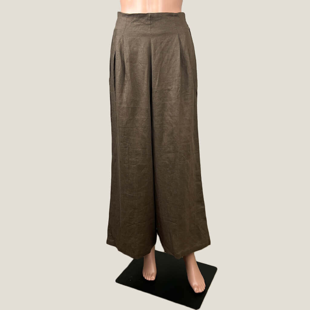 Faithful The Brand Linen Malta Brown Pant Front