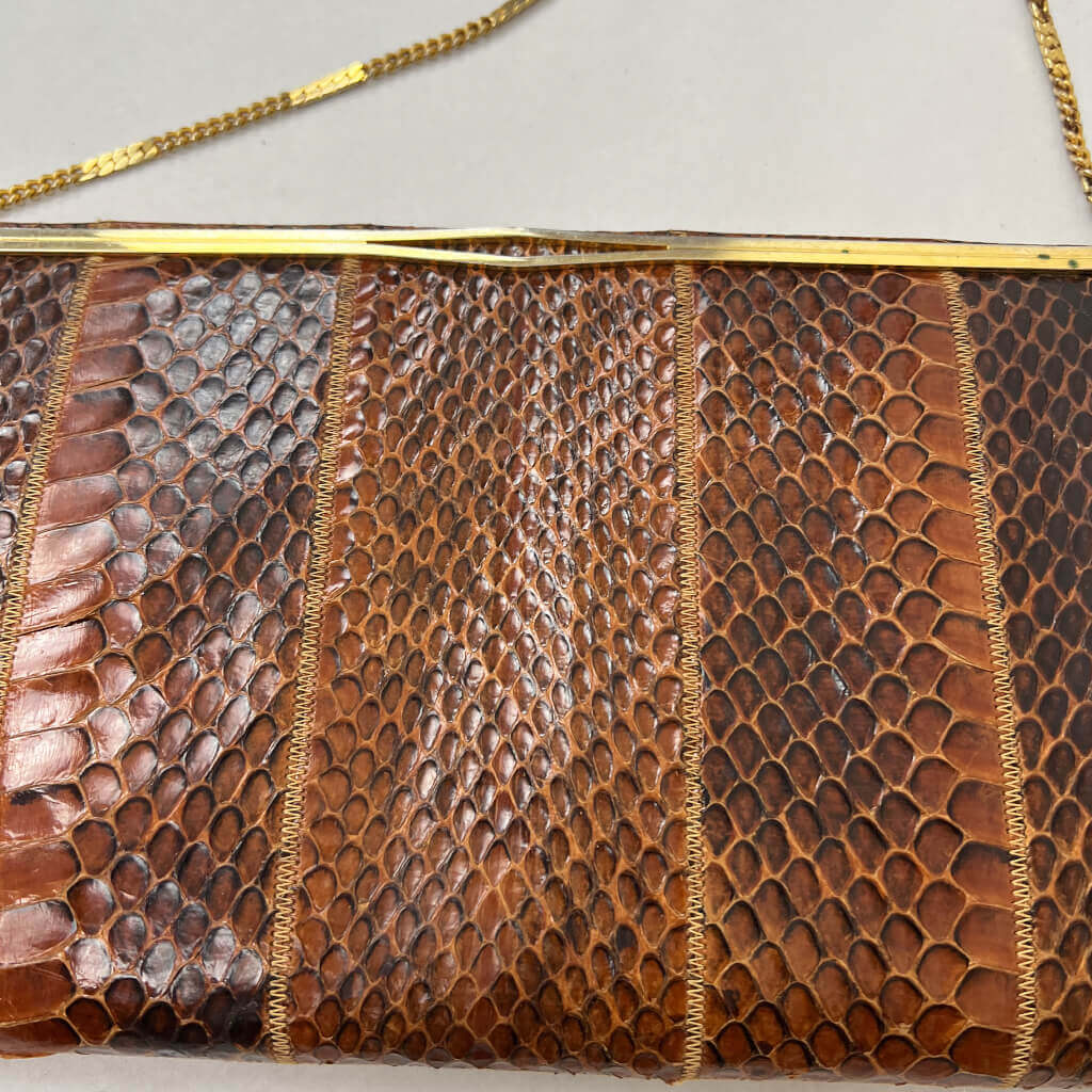Faigen Vintage Snakeskin Handbag Front Detail