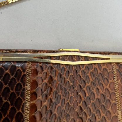 Faigen Vintage Snakeskin Handbag Clasp Detail