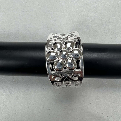 Silver Flower Ring On band